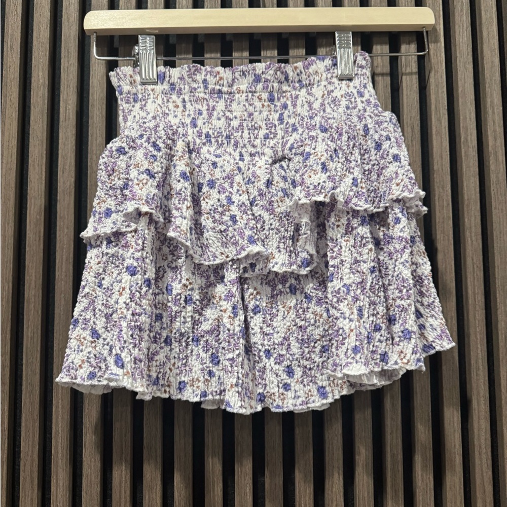 Katie j nyc Smocked Ruffle Floral Skirt - Lavender like new, size medium
